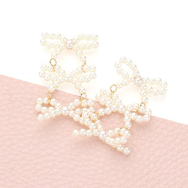 Triple Pearl Bow Link Earrings