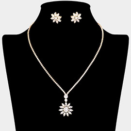 CZ Stone Flower Pendant Necklace