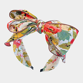 Floral Pattern Printed Bow Pointed Headband