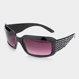 Crystal Embellished Square Frame Sunglasses