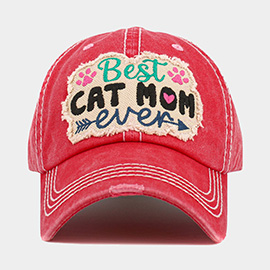 BEST CAT MOM EVER Message Vintage Baseball Cap
