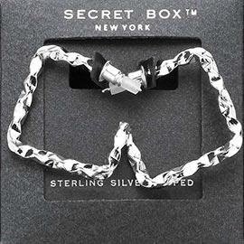 SECRET BOX_Sterling Silver Dipped Textured Square Hoop Earrings