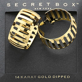 SECRET BOX_14K Gold Dipped Chunky Cutout Hoop Earrings