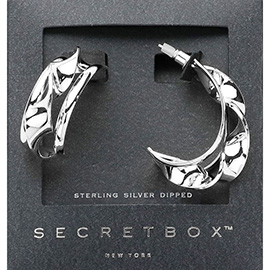 SECRET BOX_Sterling Silver Dipped Twisted Pointed Hoop Earrings