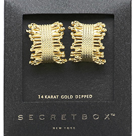 SECRET BOX_14K Gold Dipped Textured Hoop Earrings