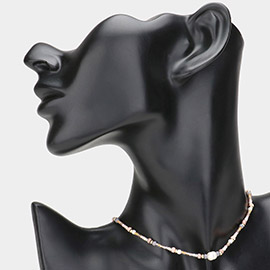 Pearl Pointed Seed Beaded Choker Necklace