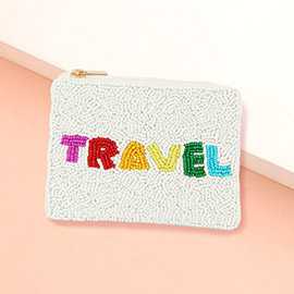 TRAVEL Message Seed Beaded Mini Pouch Bag