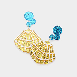 Glittered Resin Sea Shell Dangle Earrings